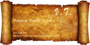 Vavra Teónia névjegykártya